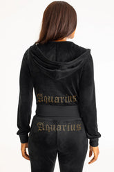 Aquarius Customizable Big Bling Velour Hoodie