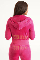 Wifey Customizable Big Bling Velour Hoodie