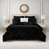 Kiss Pleat Micromink Comforter Set With Decorative Pillows