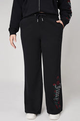 Plus-Size Roses Wide Leg Track Pants