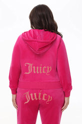 Plus-Size Technicolor Customizable Big Bling Velour Hoodie