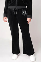 Plus-Size Monogram Heritage Cotton Velour Track Pants