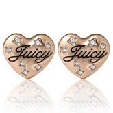 Juicy Crystal-Embellished Heart Stud Earrings