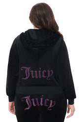 Plus-Size Technicolor Customizable Big Bling Velour Hoodie