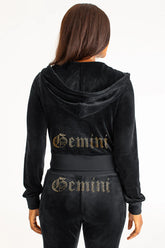 Gemini Customizable Big Bling Velour Hoodie