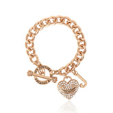 Crystal Heart Charm Toggle Bracelet