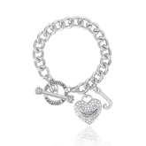 Crystal Heart Charm Toggle Bracelet