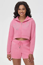 Cropped Zip Front Hoodie