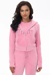 Front Ombre Big Bling Velour Hoodie