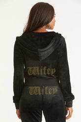 Wifey Customizable Big Bling Velour Hoodie