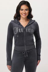 Front Mixed Crystals Velour Hoodie