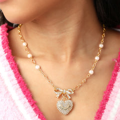 Pearl Heart Pendant Necklace