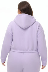 Plus-Size Cropped Fleece Hoodie With Side Bling