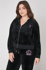 Plus-Size Relaxed Velour Zip Hoodie