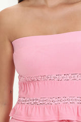 Towel Terry Lace Trim Tube Top