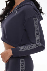 Cropped Fleece Hoodie With Side Bling