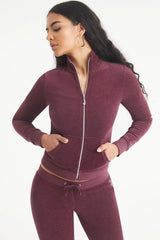 Ombre Bling Cotton Velour Mockneck Track Jacket