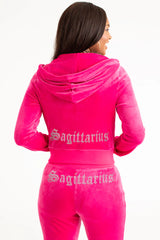 Sagittarius Customizable Big Bling Velour Hoodie