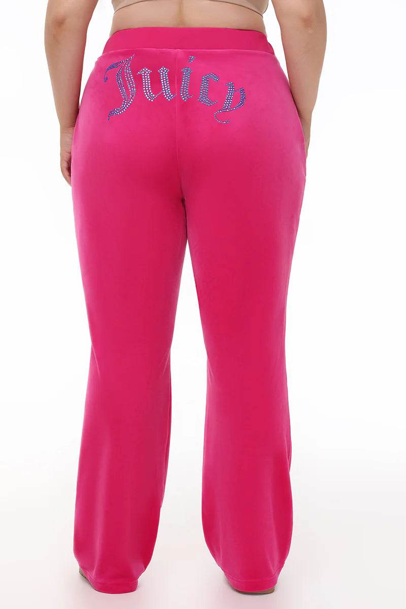Plus-Size Technicolor Customizable Big Bling Velour Track Pants