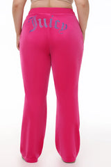 Plus-Size Technicolor Customizable Big Bling Velour Track Pants