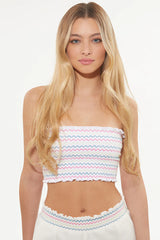 Rainbow Smocked Bandeau Top