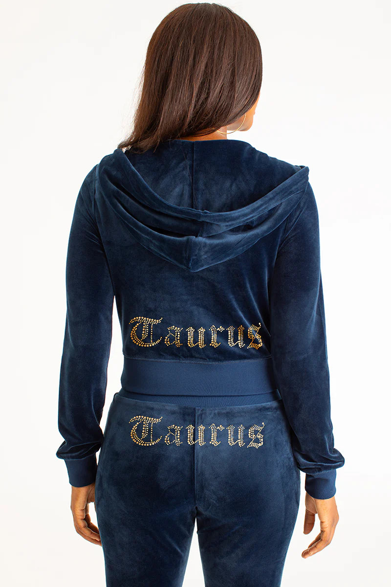 Taurus Customizable Big Bling Velour Hoodie