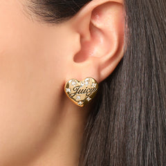 Juicy Crystal-Embellished Heart Stud Earrings