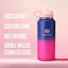 Go Girl Stainless Steel Water Bottle with Pop-up Straw