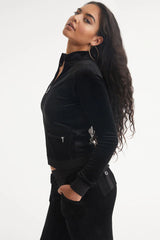 Mockneck Velour Cargo Track Jacket