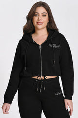 Plus-Size Angel Couture Cropped Fleece Hoodie