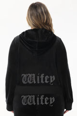 Wifey Customizable Big Bling Velour Hoodie