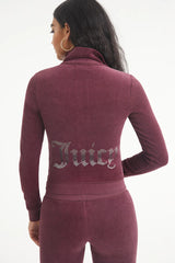 Ombre Bling Cotton Velour Mockneck Track Jacket
