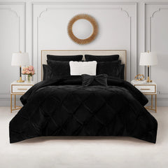 Kiss Pleat Micromink Comforter Set With Decorative Pillows