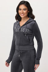 Front Mixed Crystals Velour Hoodie