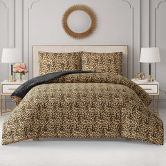 Embossed Leopard Reversible Comforter Set