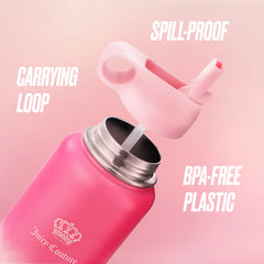 Go Girl Stainless Steel Water Bottle with Pop-up Straw