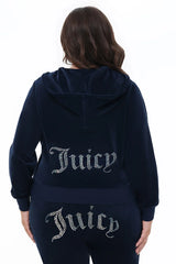 Plus-Size Technicolor Customizable Big Bling Velour Hoodie