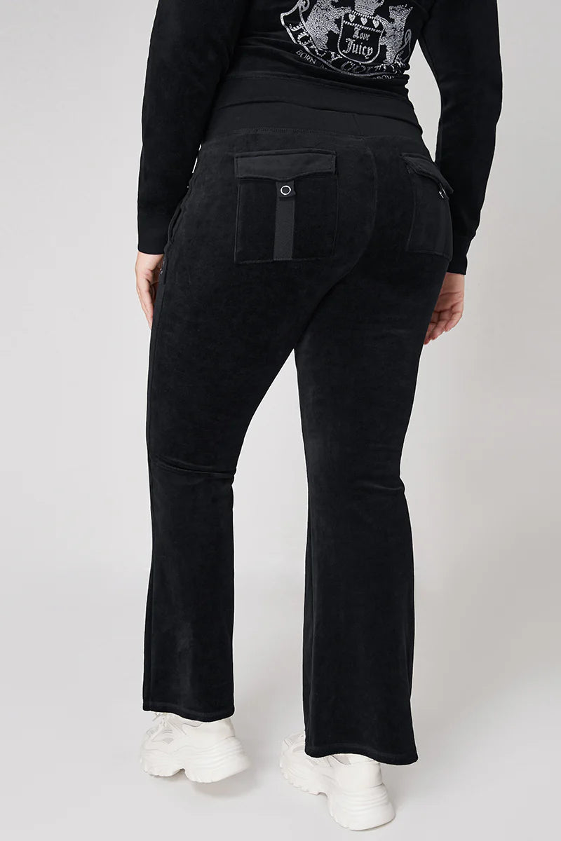 Plus-Size Hollywood Scottie Snap Pocket Cotton Velour Track Pants