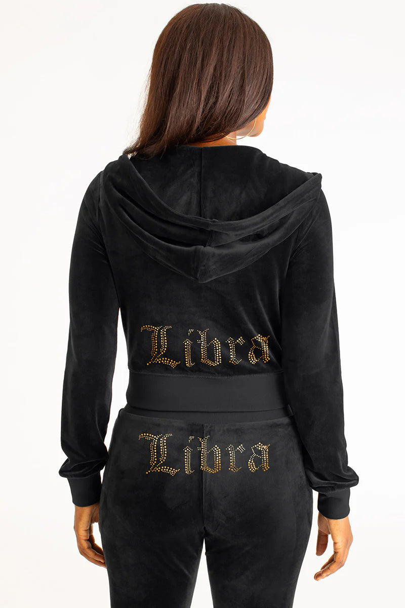 Libra Customizable Big Bling Velour Hoodie