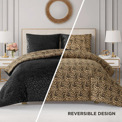 Embossed Leopard Reversible Comforter Set