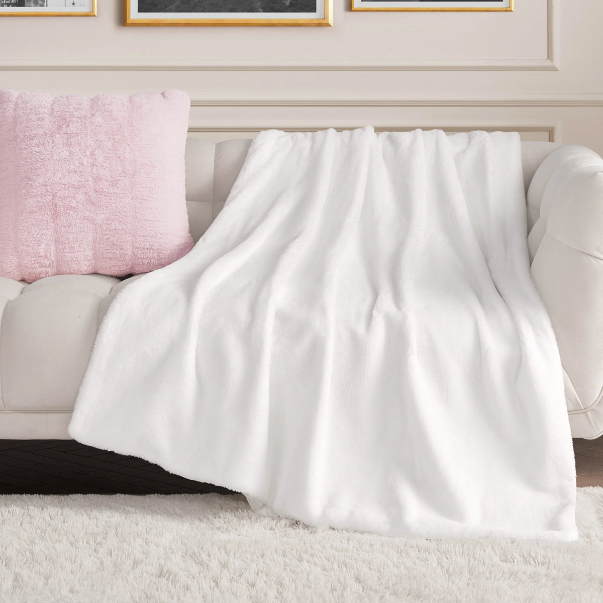 Solid Rabbit Mink Faux Fur Throw Blanket