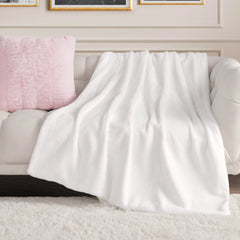 Solid Rabbit Mink Faux Fur Throw Blanket