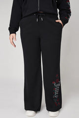 Plus-Size Roses Wide Leg Track Pants