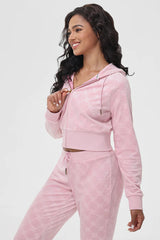 Embossed Velour Corset Hoodie