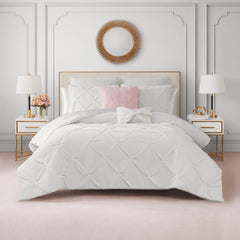 Kiss Pleat Micromink Comforter Set With Decorative Pillows