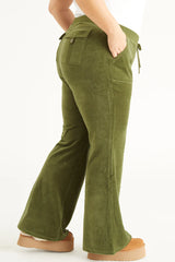 Plus-Size Hollywood Snap Pocket Cotton Velour Track Pants