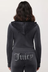 Front Mixed Crystals Velour Hoodie