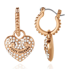 Heart Charm Hoop Earrings with Crystal Accents
