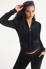 Mockneck Velour Cargo Track Jacket