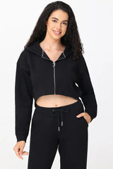 Roses Cropped Zip Front Hoodie